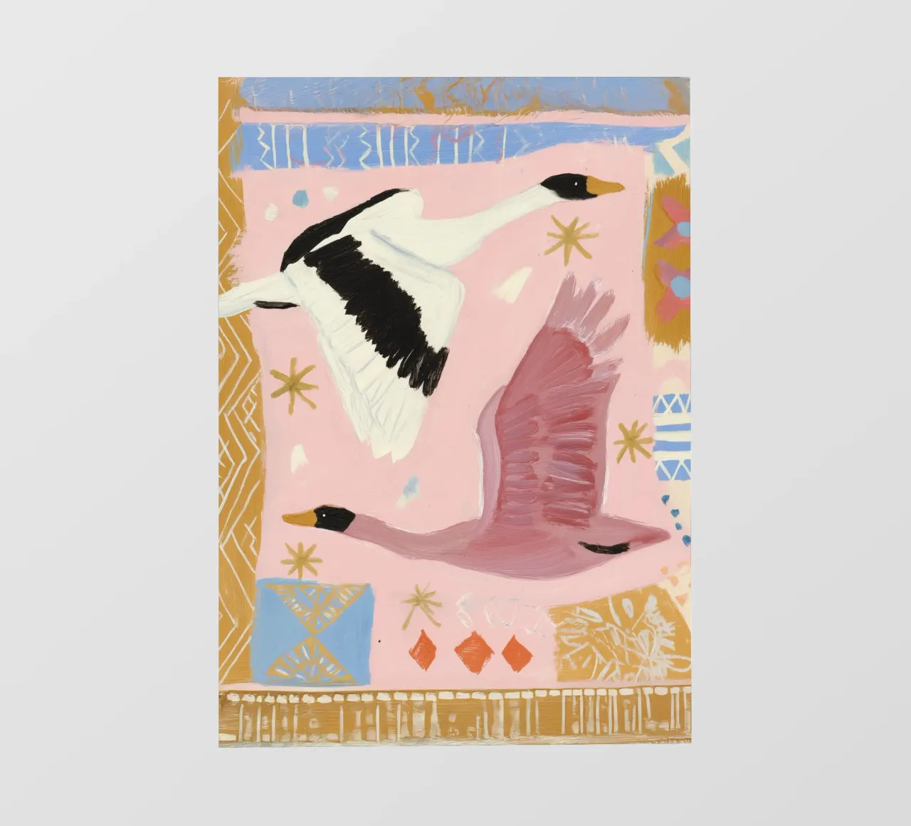 Boho Wall art, Stampa di uccelli, Arte moderna astratta telo in pvc da Boheme