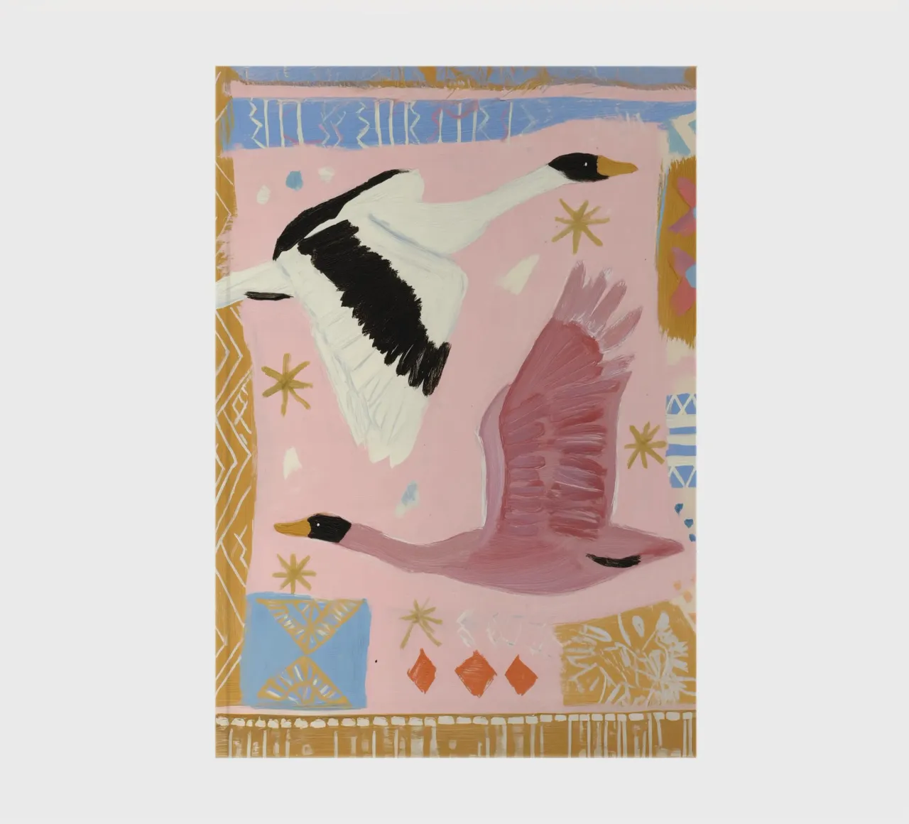 Boho Wall art, Bird Print, Abstract Modern Art notebook by Boheme