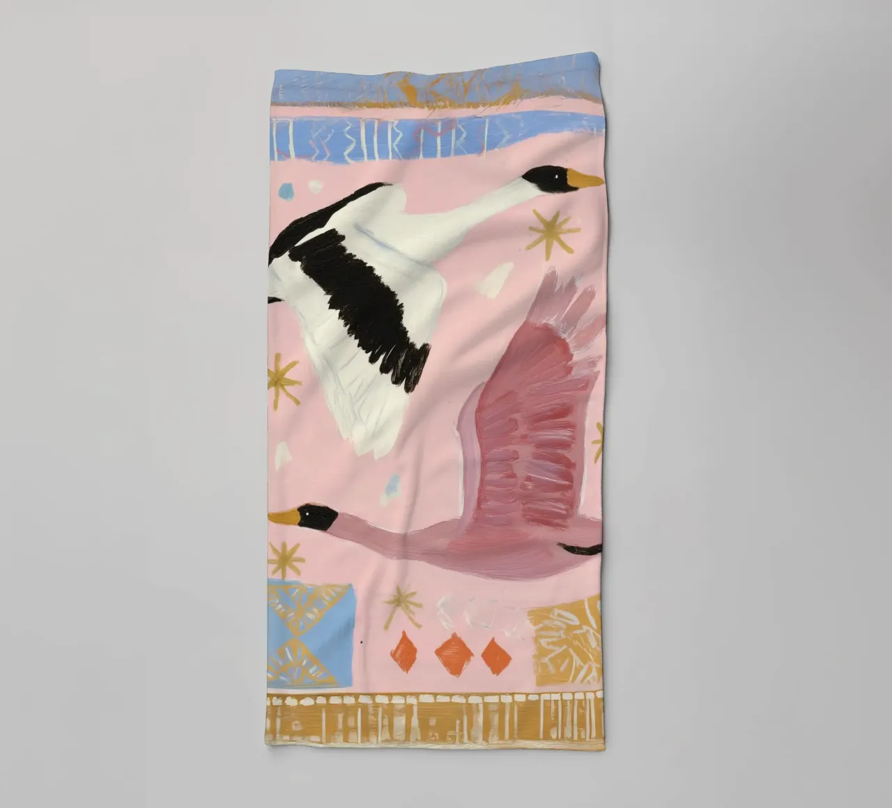 Boho Wall art, Bird Print, Abstract Modern Art towel by Boheme