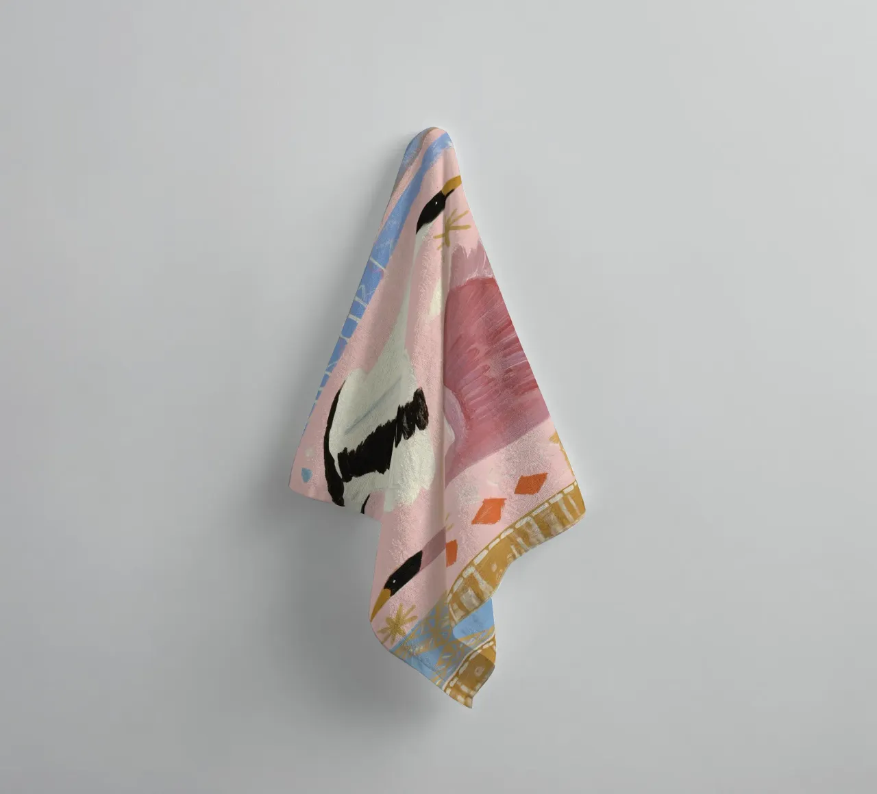 Boho Wall art, Bird Print, Abstract Modern Art towel by Boheme