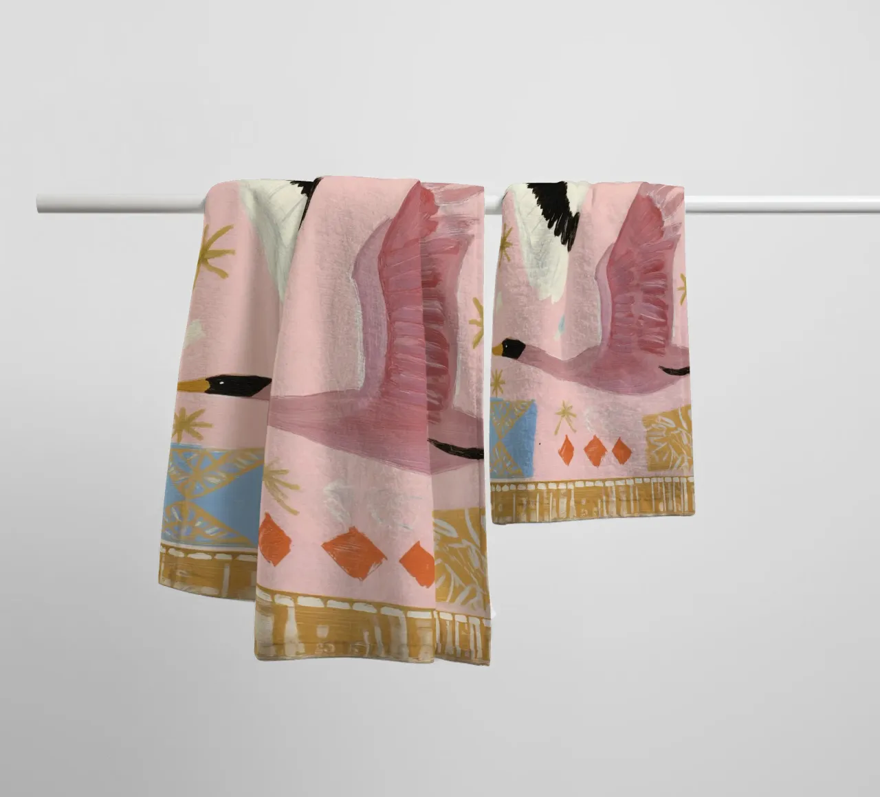 Boho Wall art, Bird Print, Abstract Modern Art towel by Boheme