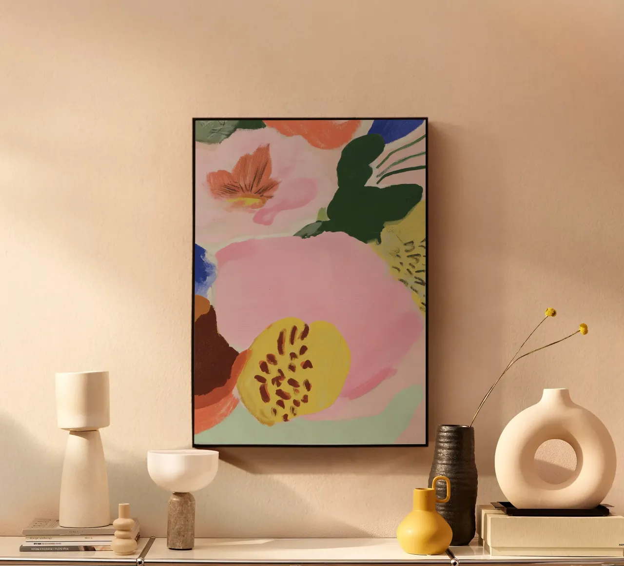 Abstract Flower Print, Floral Wall Art, Modern Poster alu-dibond by Boheme