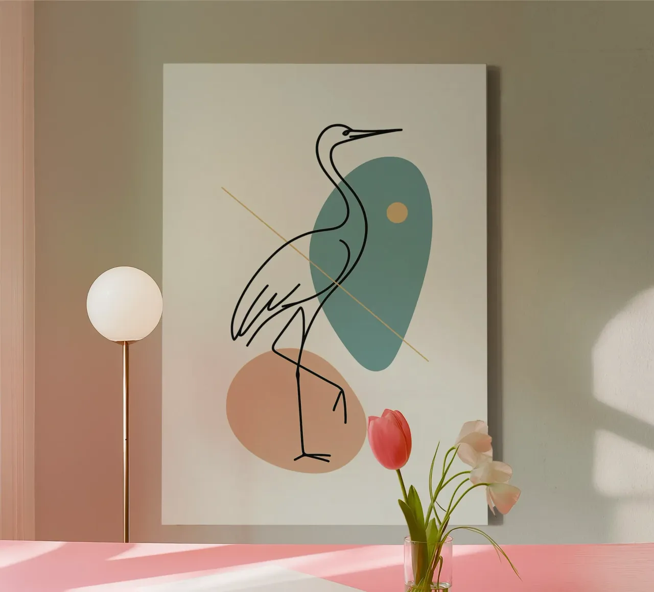 Abstract Line Art Crane tela da Mosaic Dialogue