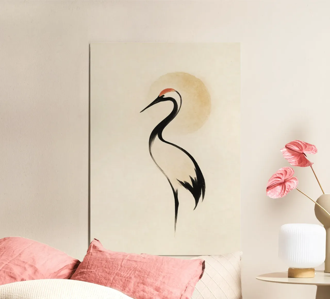 Minimalist Japanese Crane Brush Art carta hahnemühle da Mosaic Dialogue