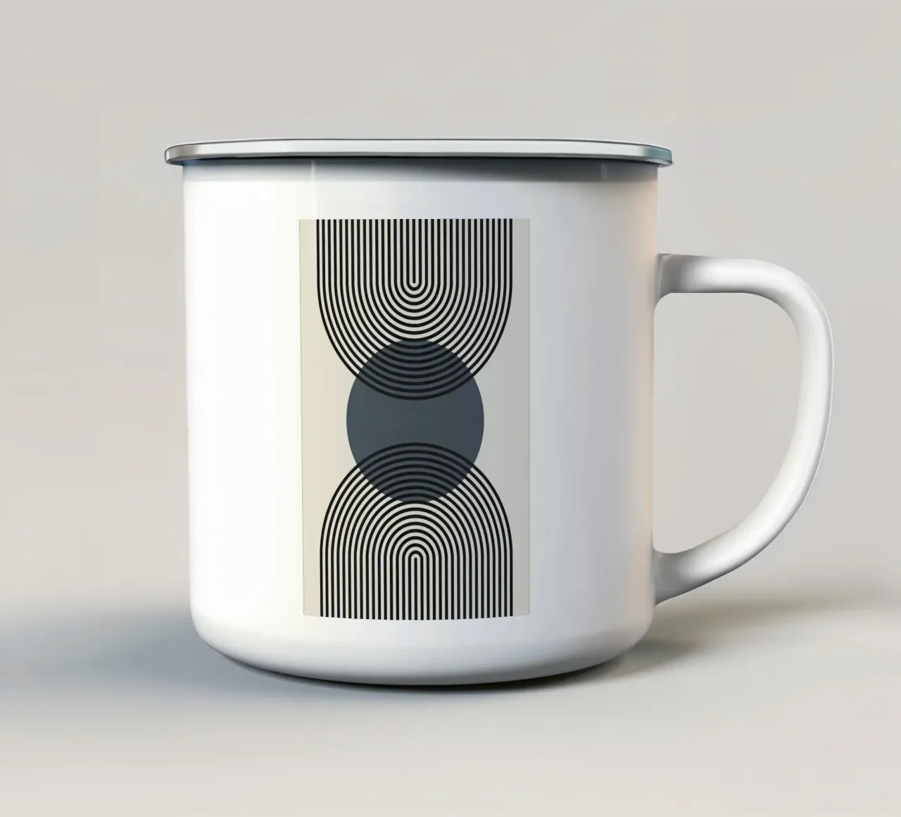 cerchi linee modelli simmetria tazza in smalto da Janine P McGuire