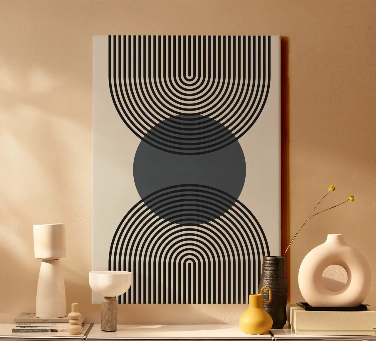 cercles lignes modèle symétrie toile de Janine P McGuire