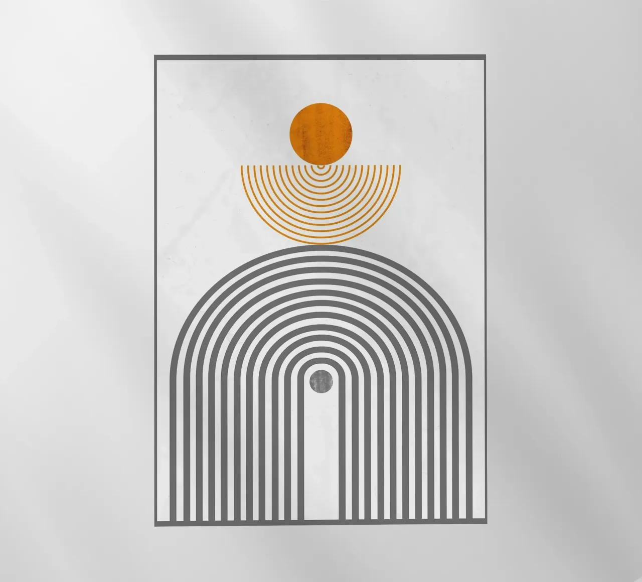 Minimalistische concentrische cirkels halve cirkel oranje cirkel backlit folie van Janine P McGuire