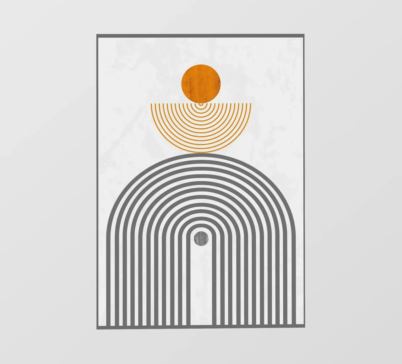Cerchi concentrici minimalisti semicerchio arancione telo in pvc da Janine P McGuire