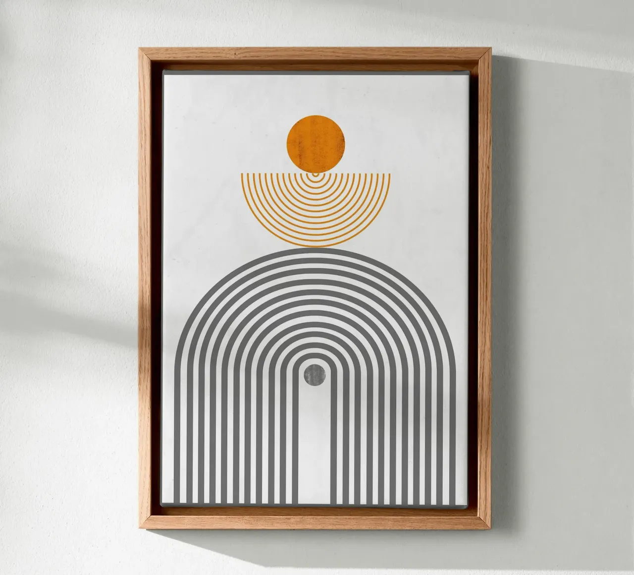 Minimalist concentric circles semi-circle orange circle canvas by Janine P McGuire