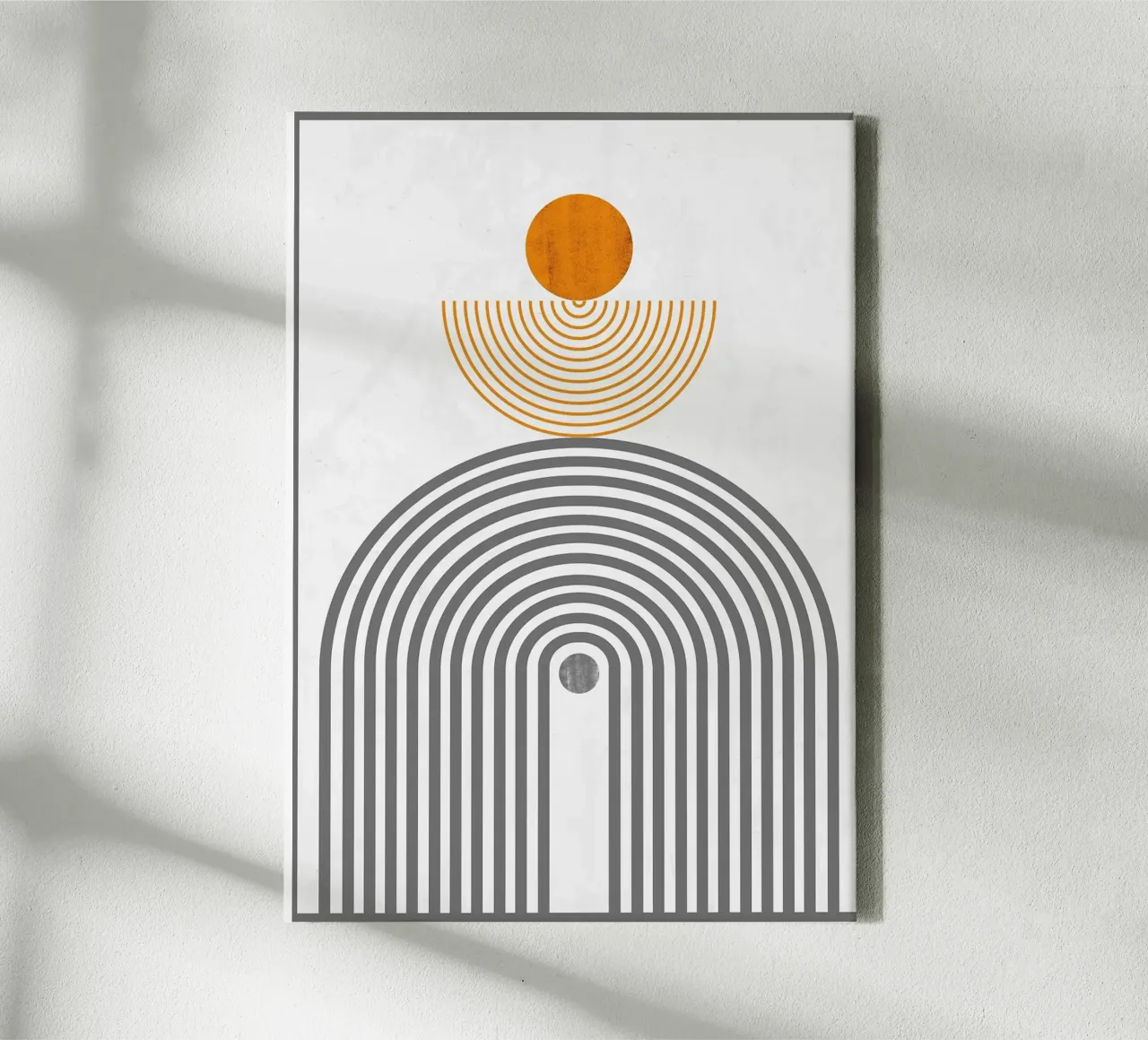 Minimalist concentric circles semi-circle orange circle canvas by Janine P McGuire