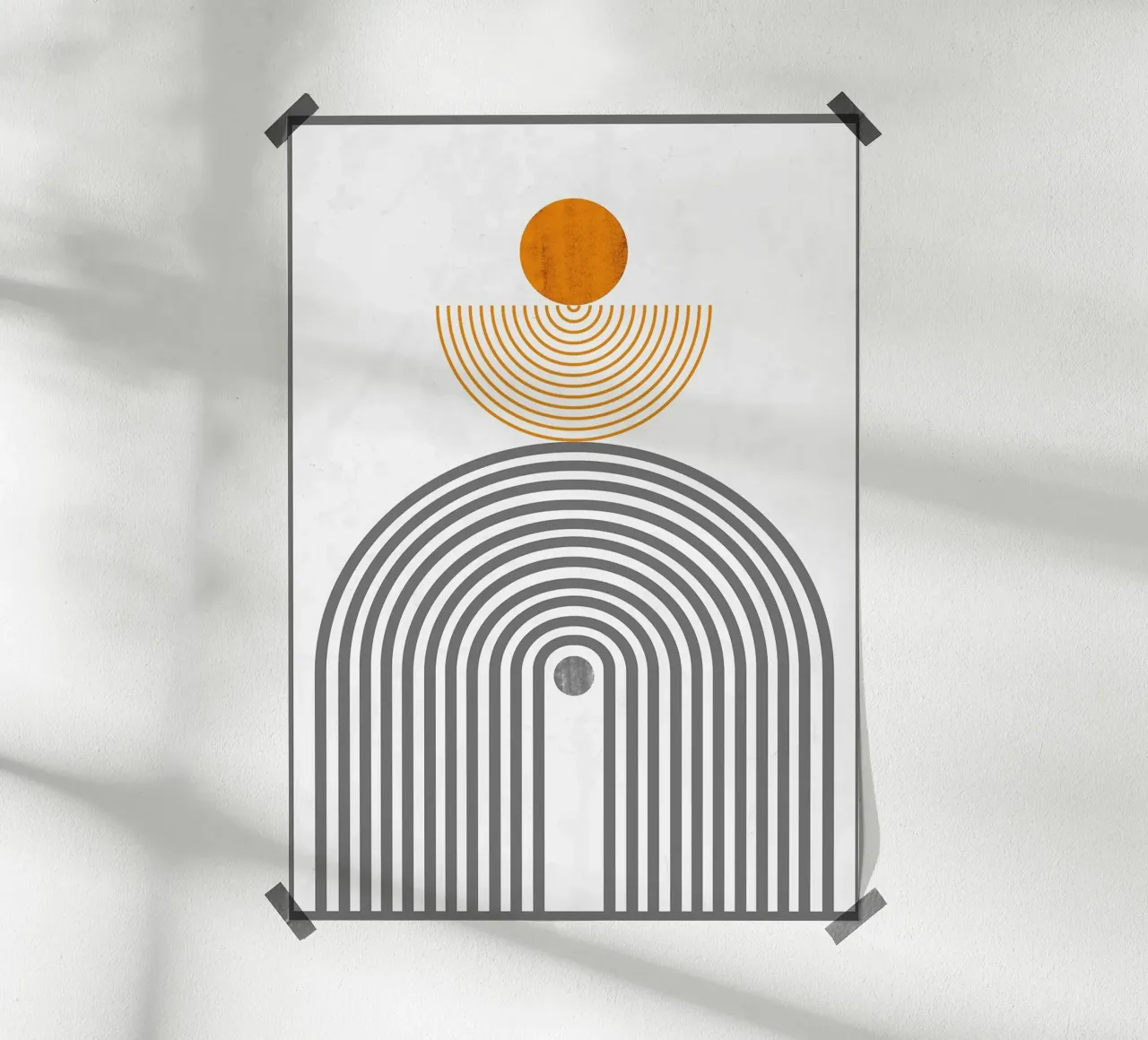 Minimalist concentric circles semi-circle orange circle hahnemühle by Janine P McGuire