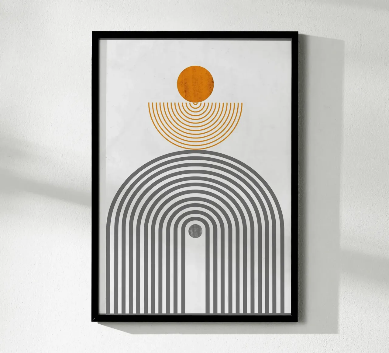 Minimalist concentric circles semi-circle orange circle hahnemühle by Janine P McGuire