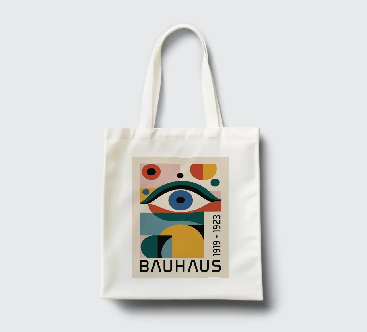 Occhio Bauhaus forme geometriche cerchi borsa in juta da Janine P McGuire