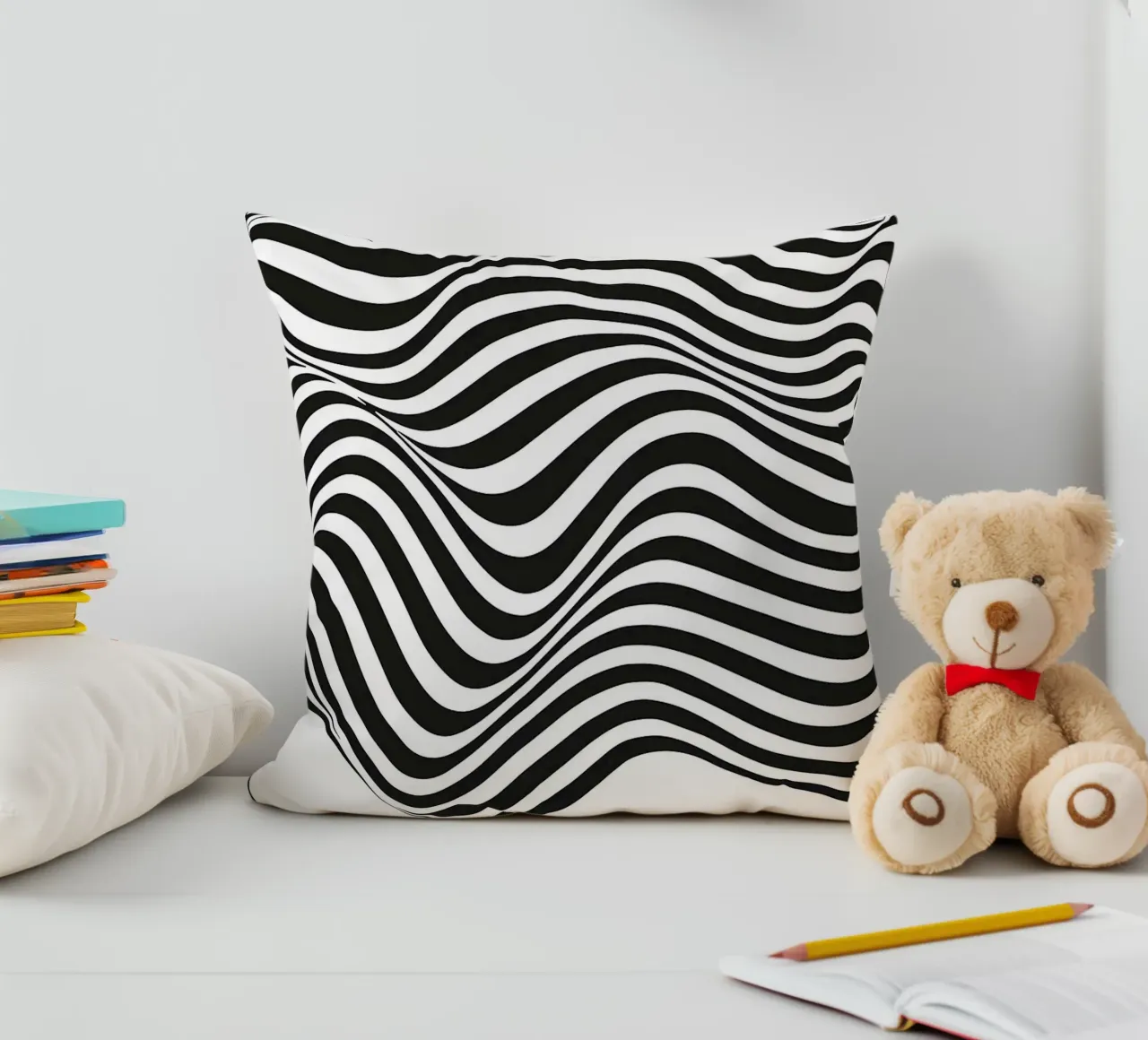 linee ondulate in bianco e nero - illusione ottica cuscino da Janine P McGuire