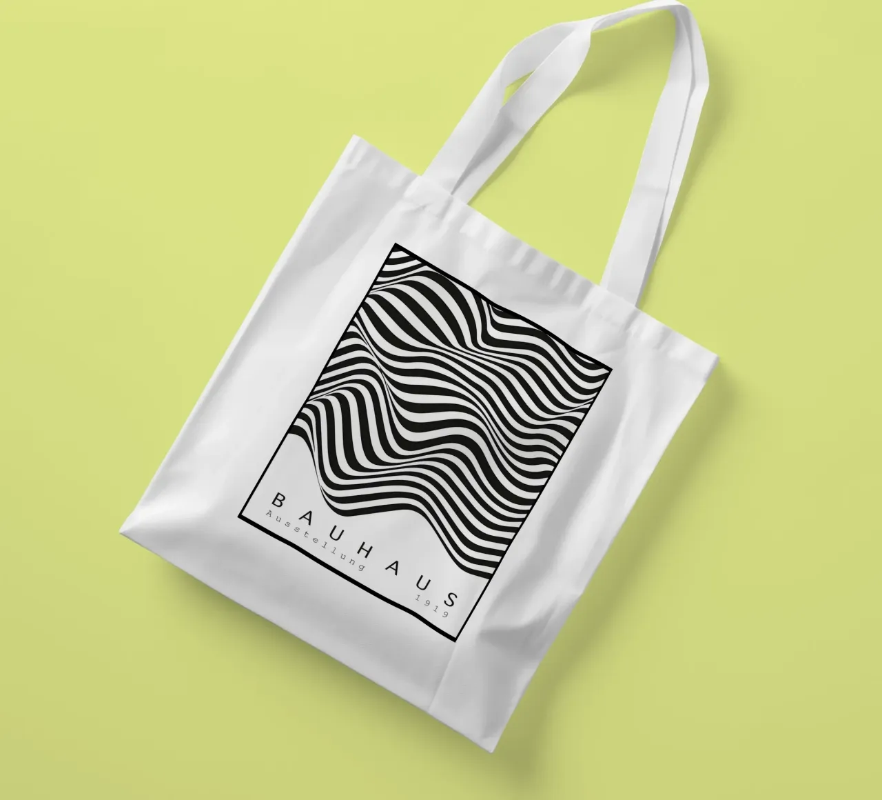 linee ondulate in bianco e nero - illusione ottica borsa in juta da Janine P McGuire