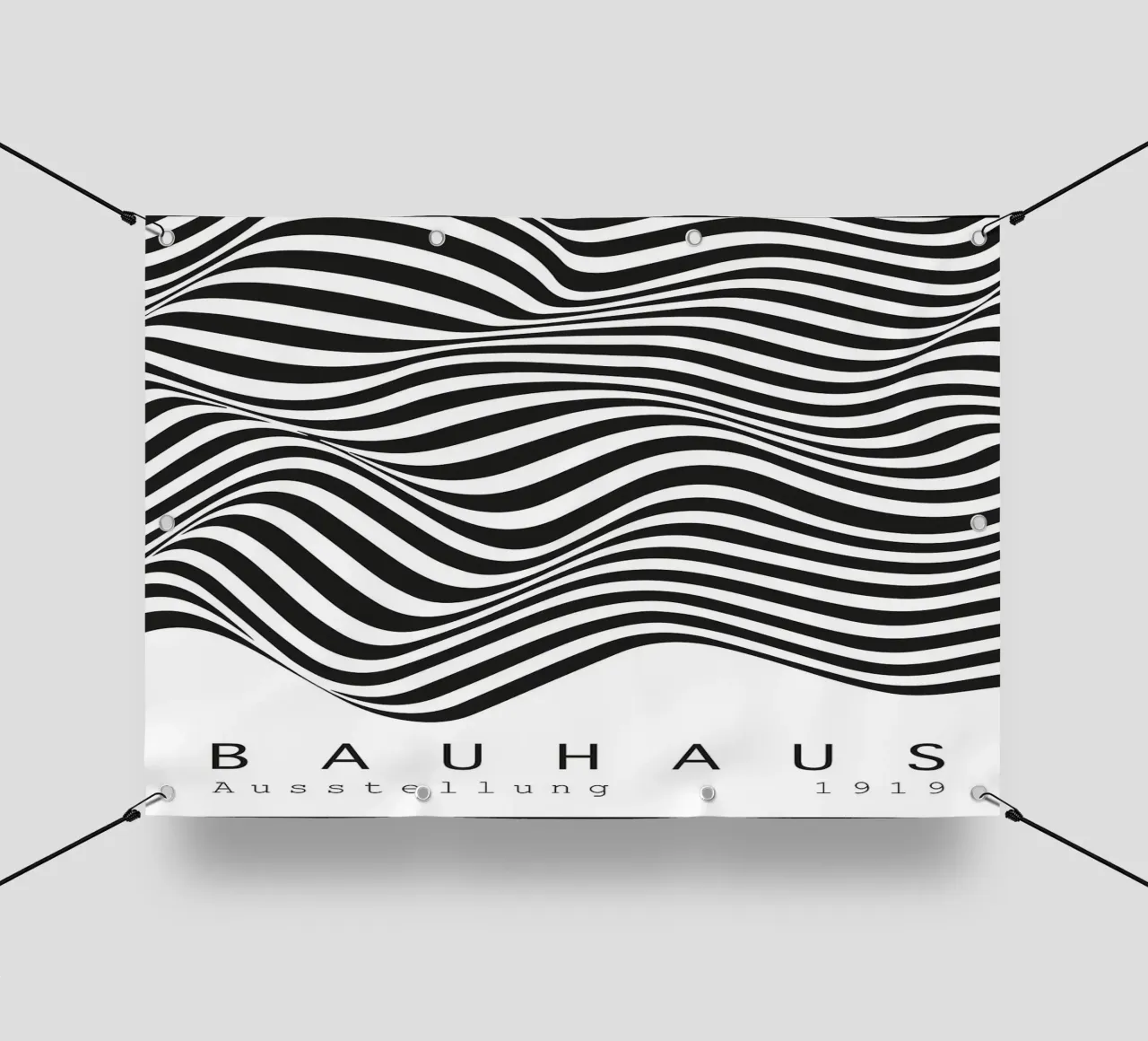 linee ondulate in bianco e nero - illusione ottica telo in pvc da Janine P McGuire