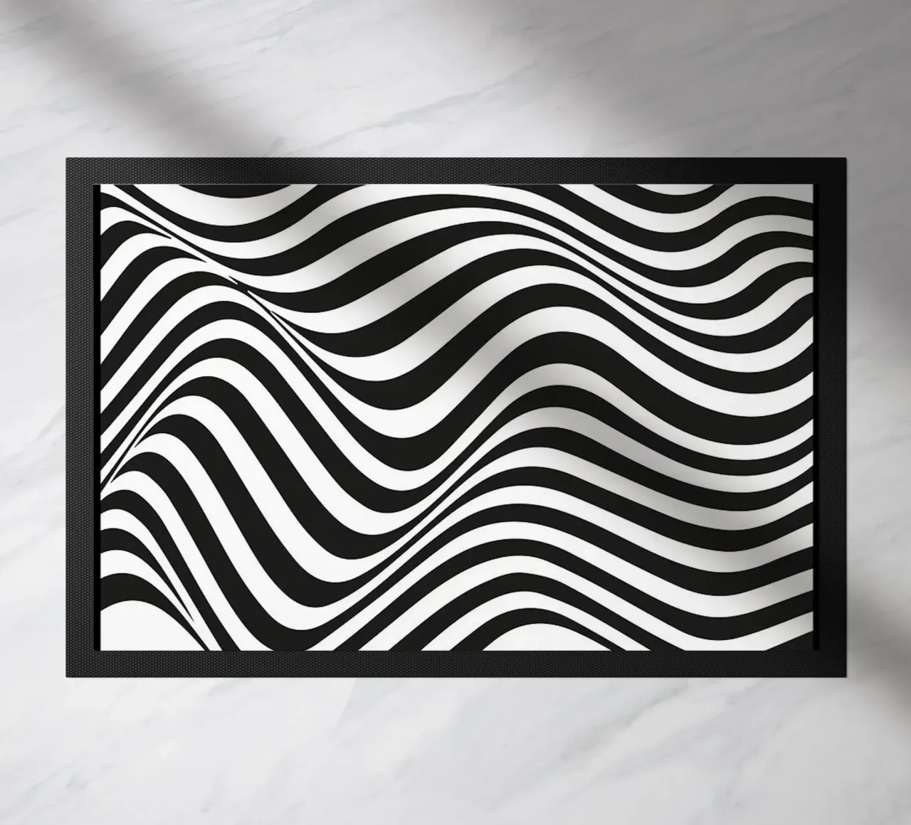 linee ondulate in bianco e nero - illusione ottica zerbino da Janine P McGuire