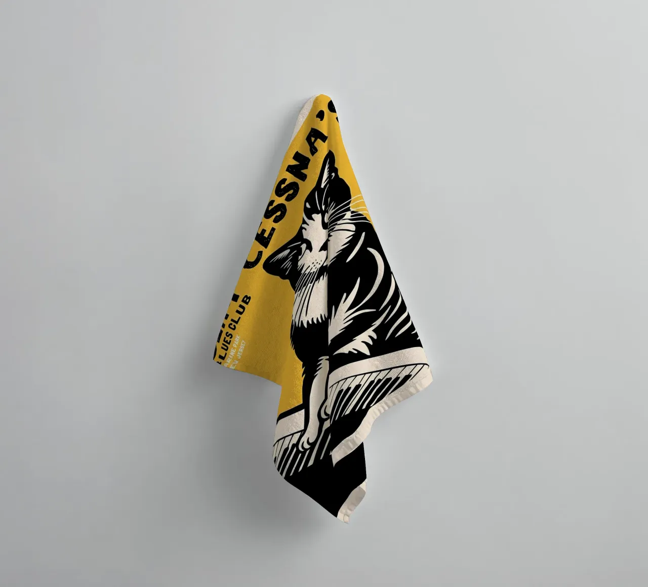 cat piano keyboard text towel by Janine P McGuire