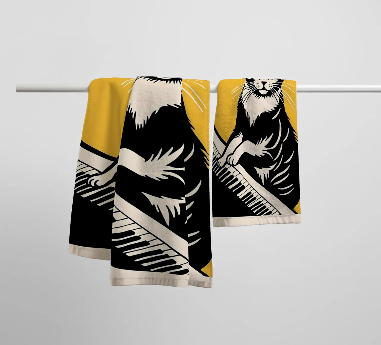 cat piano keyboard text towel by Janine P McGuire