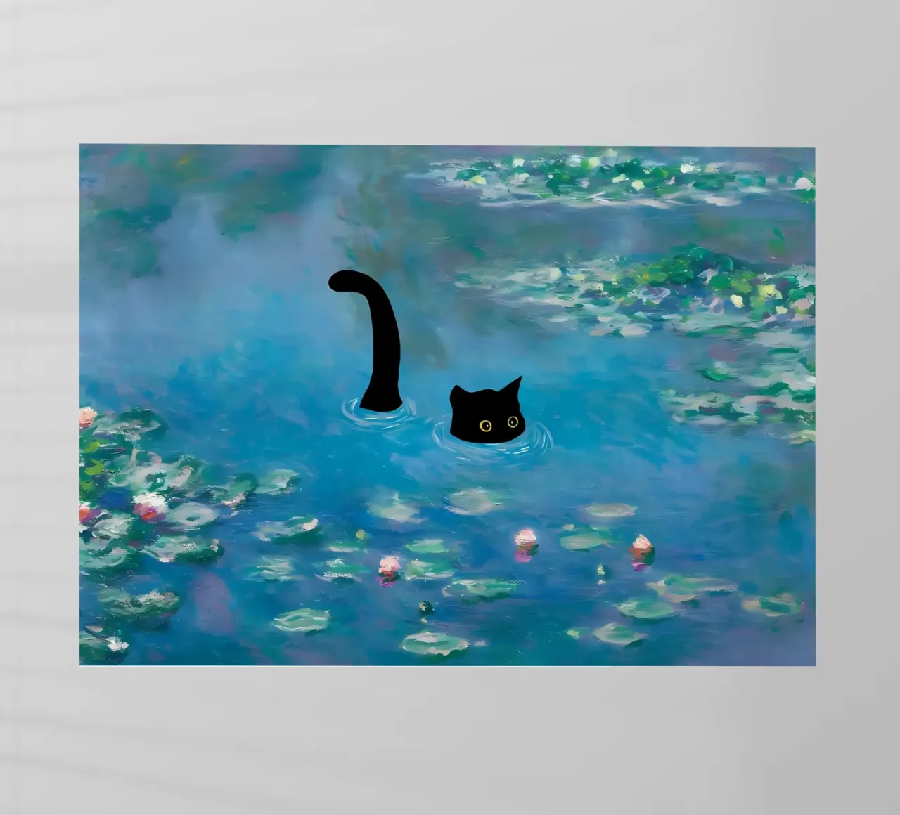gatto acqua stagno riflessione coda pellicola backlit da Janine P McGuire
