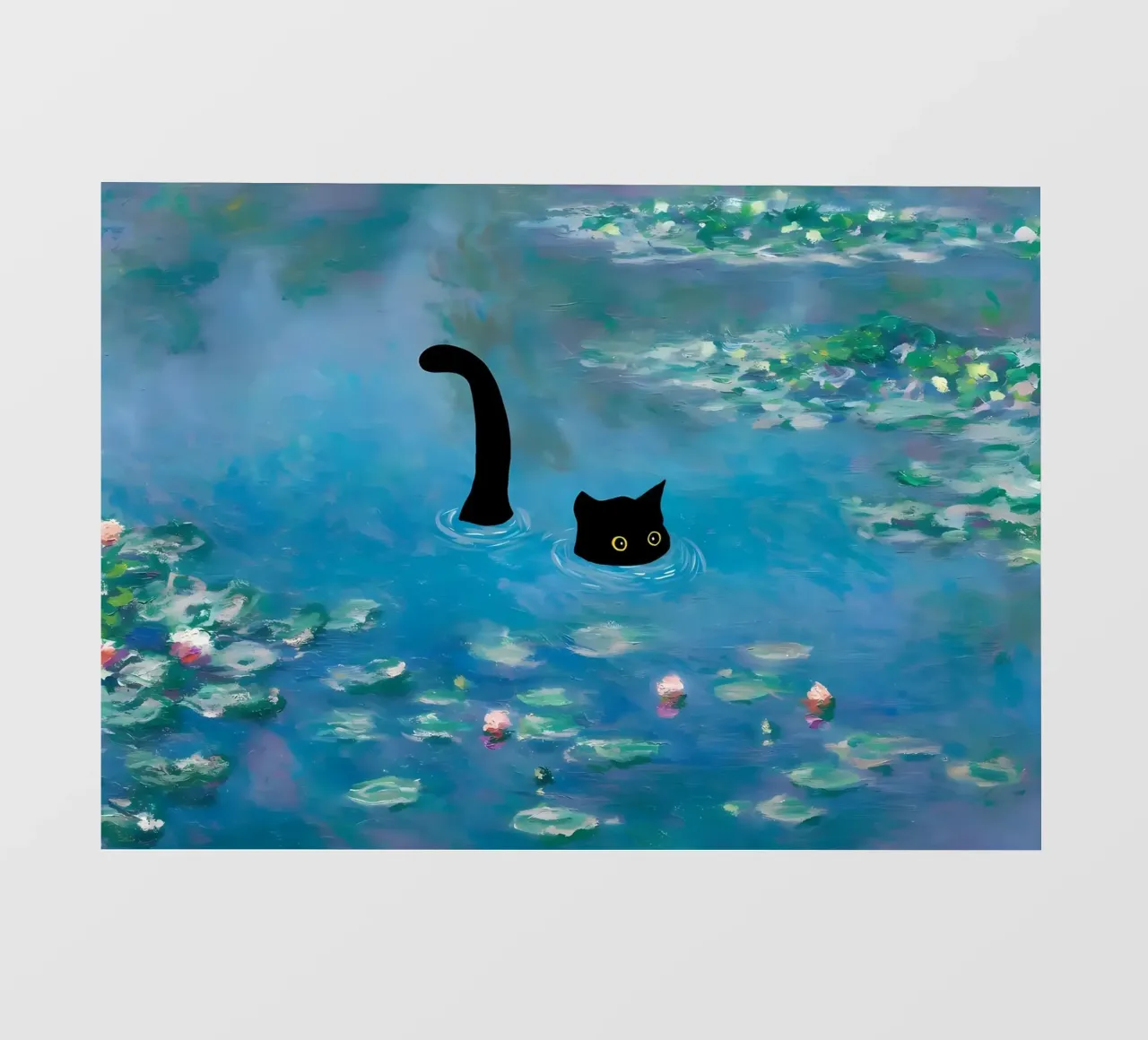 gatto acqua stagno riflessione coda telo in pvc da Janine P McGuire