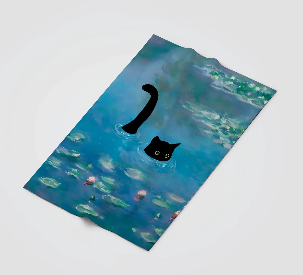 gatto acqua stagno riflessione coda coperta in pile da Janine P McGuire