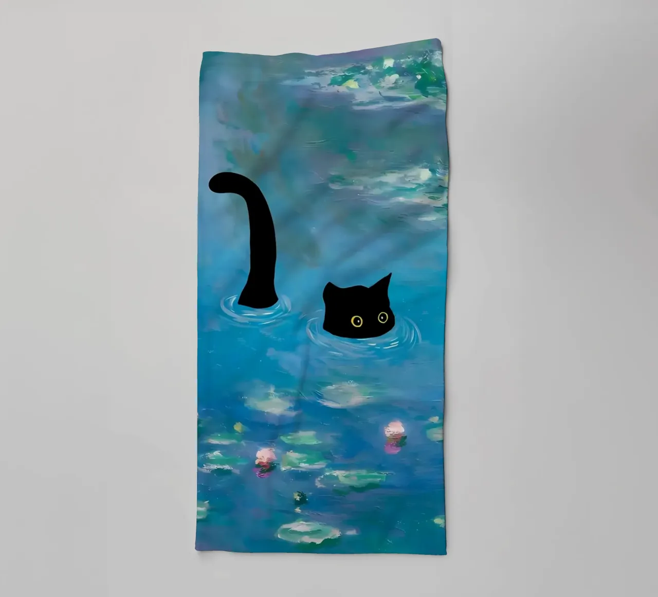 gatto acqua stagno riflessione coda asciugamano da bagno da Janine P McGuire