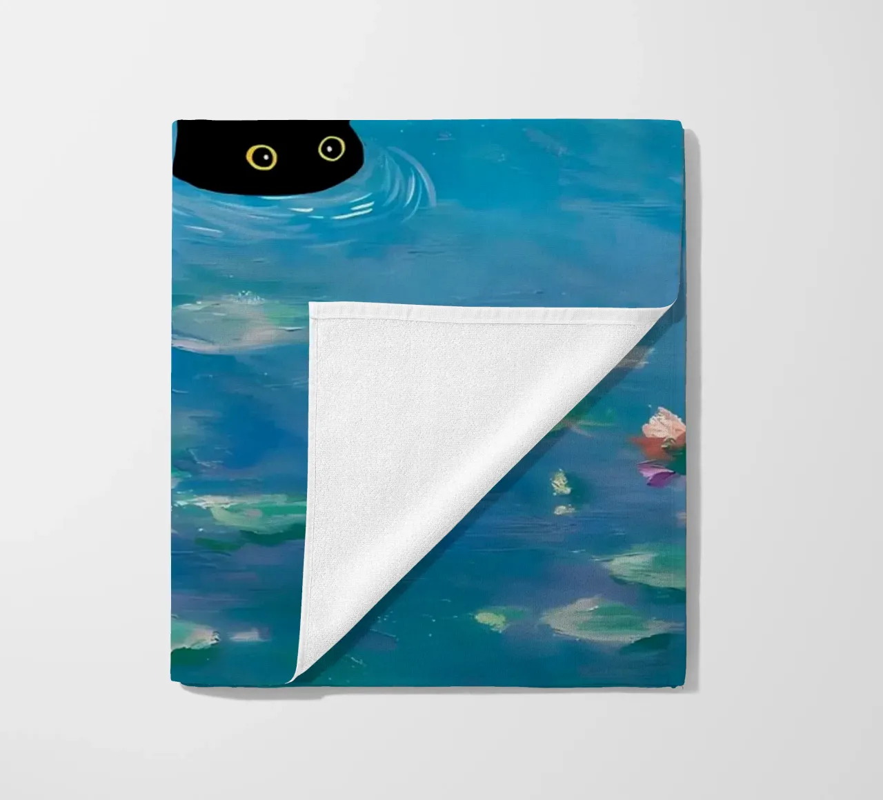 gatto acqua stagno riflessione coda telo mare da Janine P McGuire