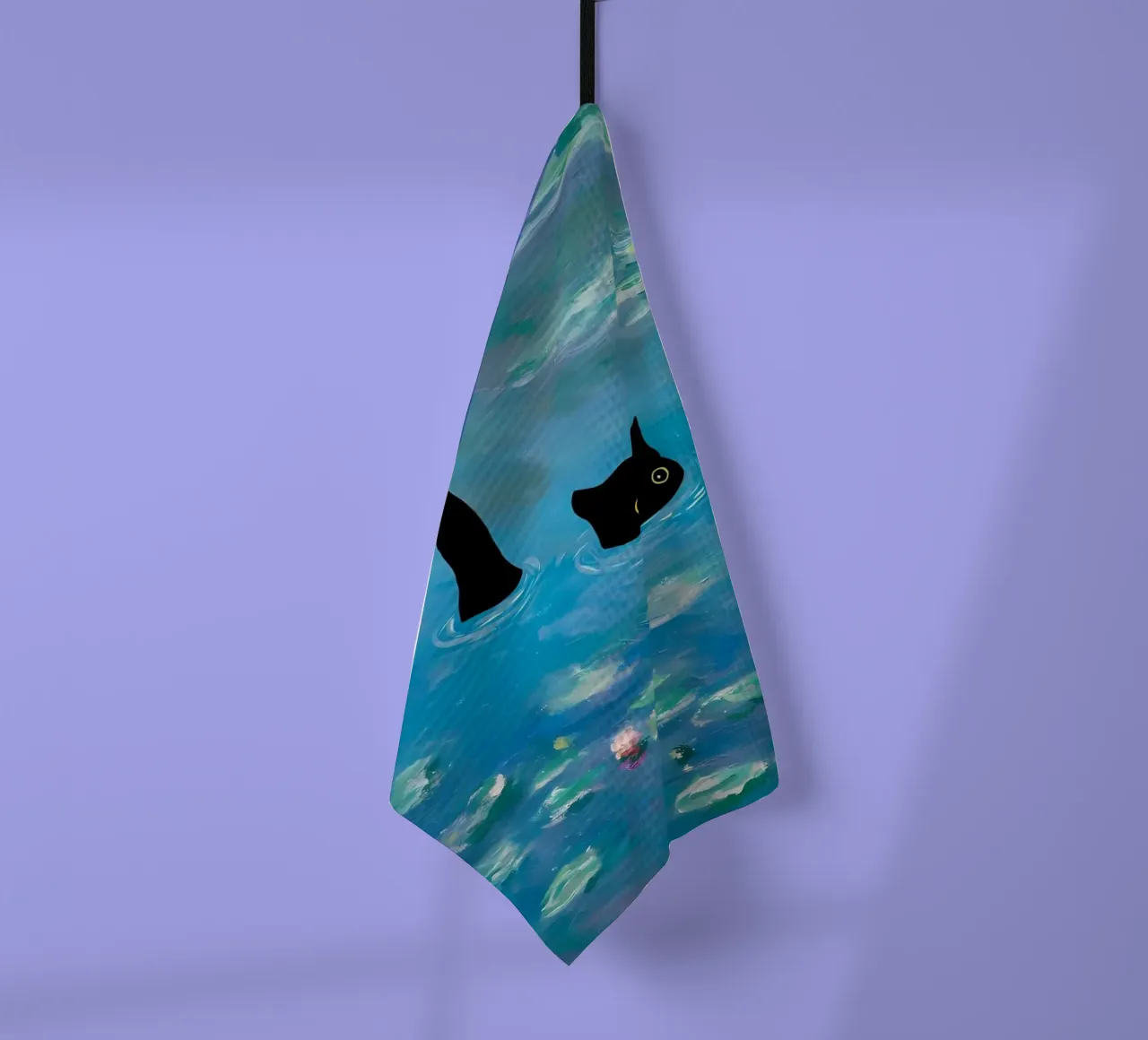 chat eau étang réflexion queue torchon de Janine P McGuire