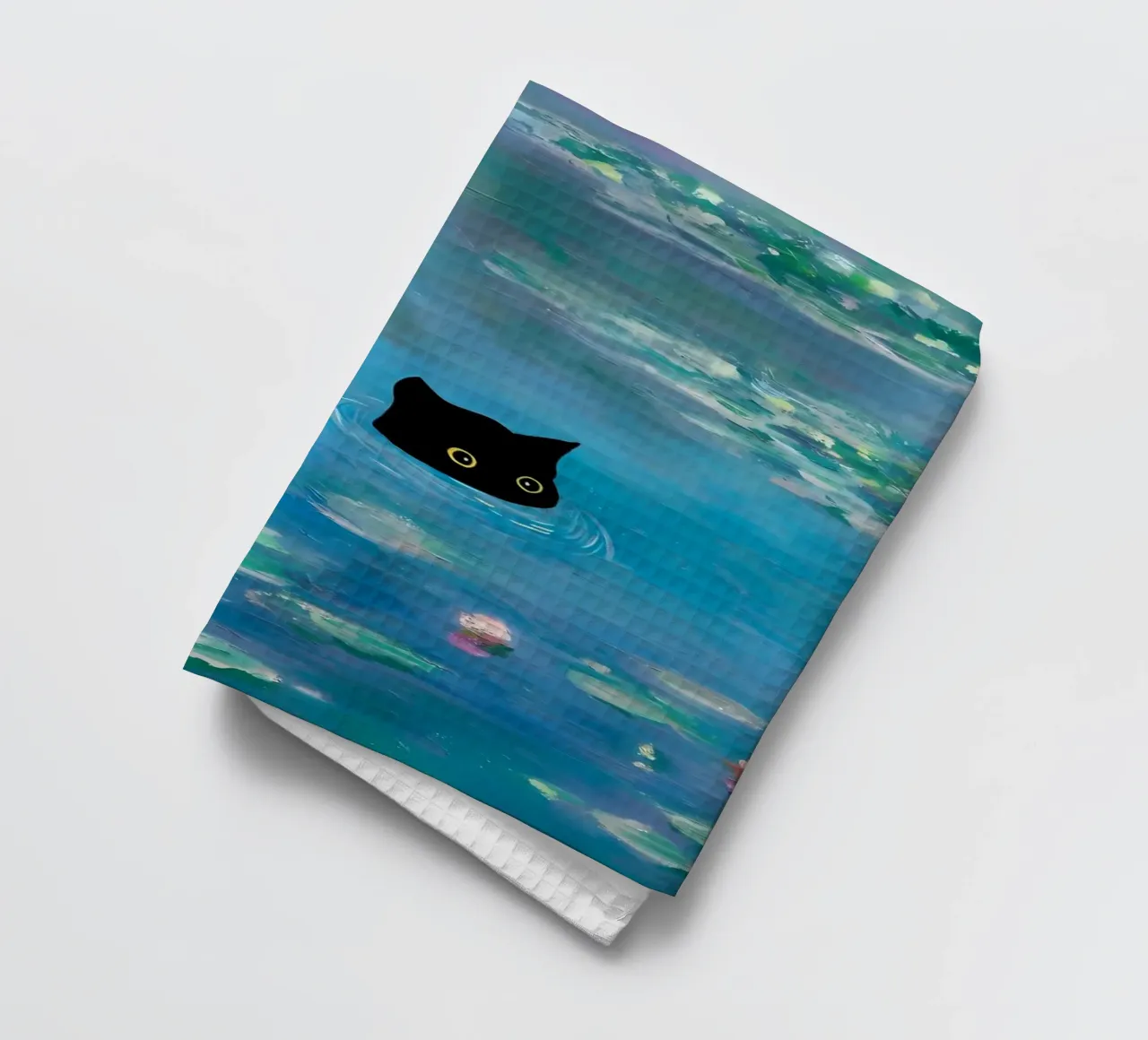 chat eau étang réflexion queue torchon de Janine P McGuire