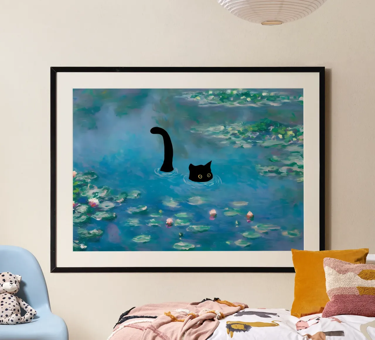 gatto acqua stagno riflessione coda carta hahnemühle da Janine P McGuire