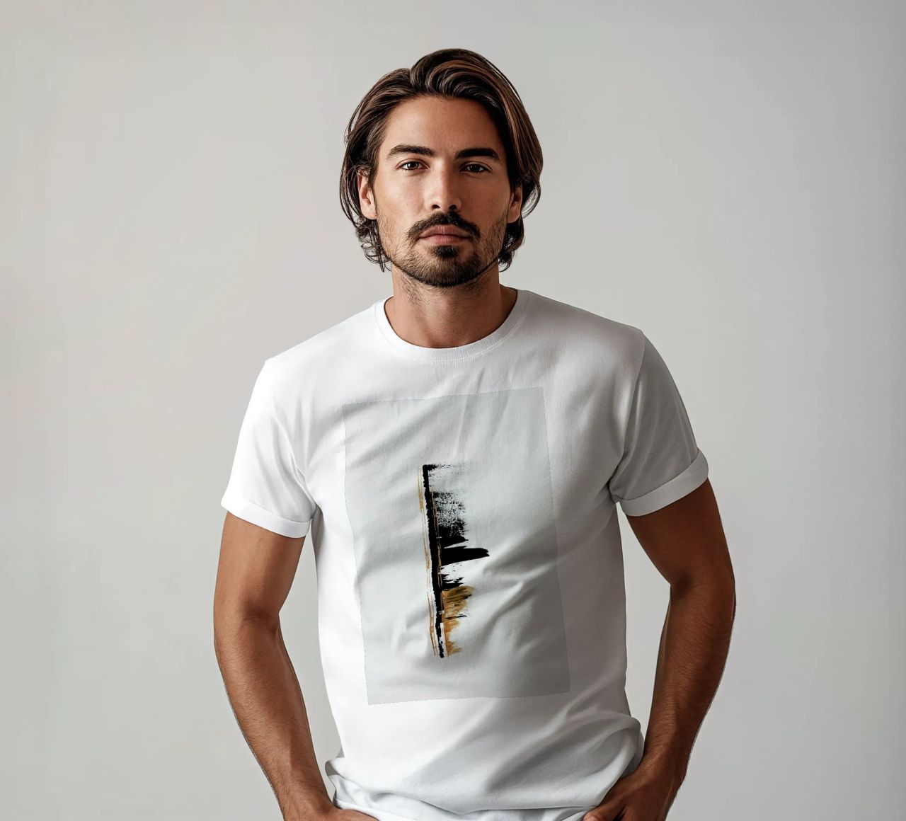 Gold And Black Minimal Abstract II t-shirt da Ingrid Beddoes