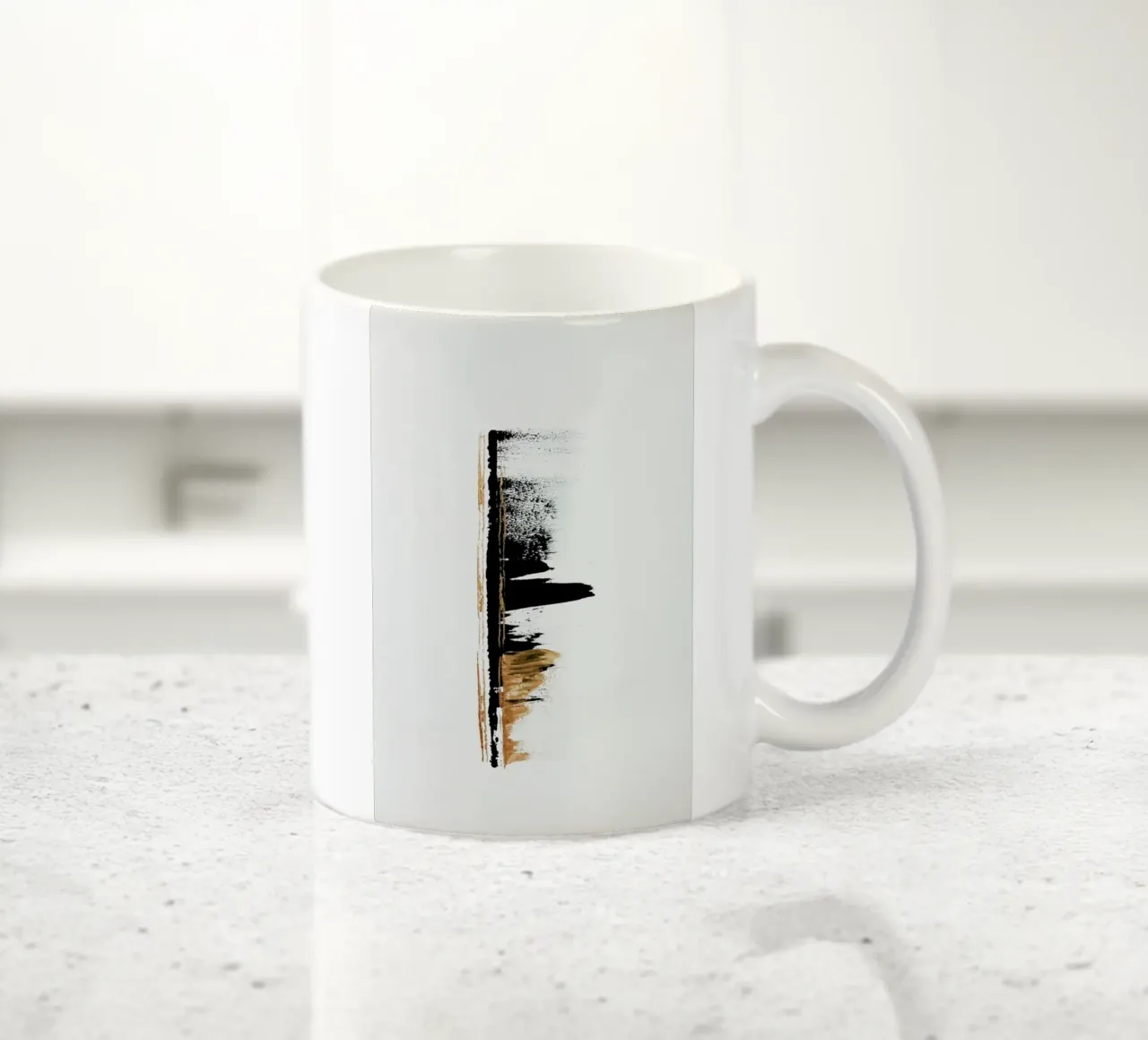 Gold And Black Minimal Abstract II Keramik Tasse von Ingrid Beddoes