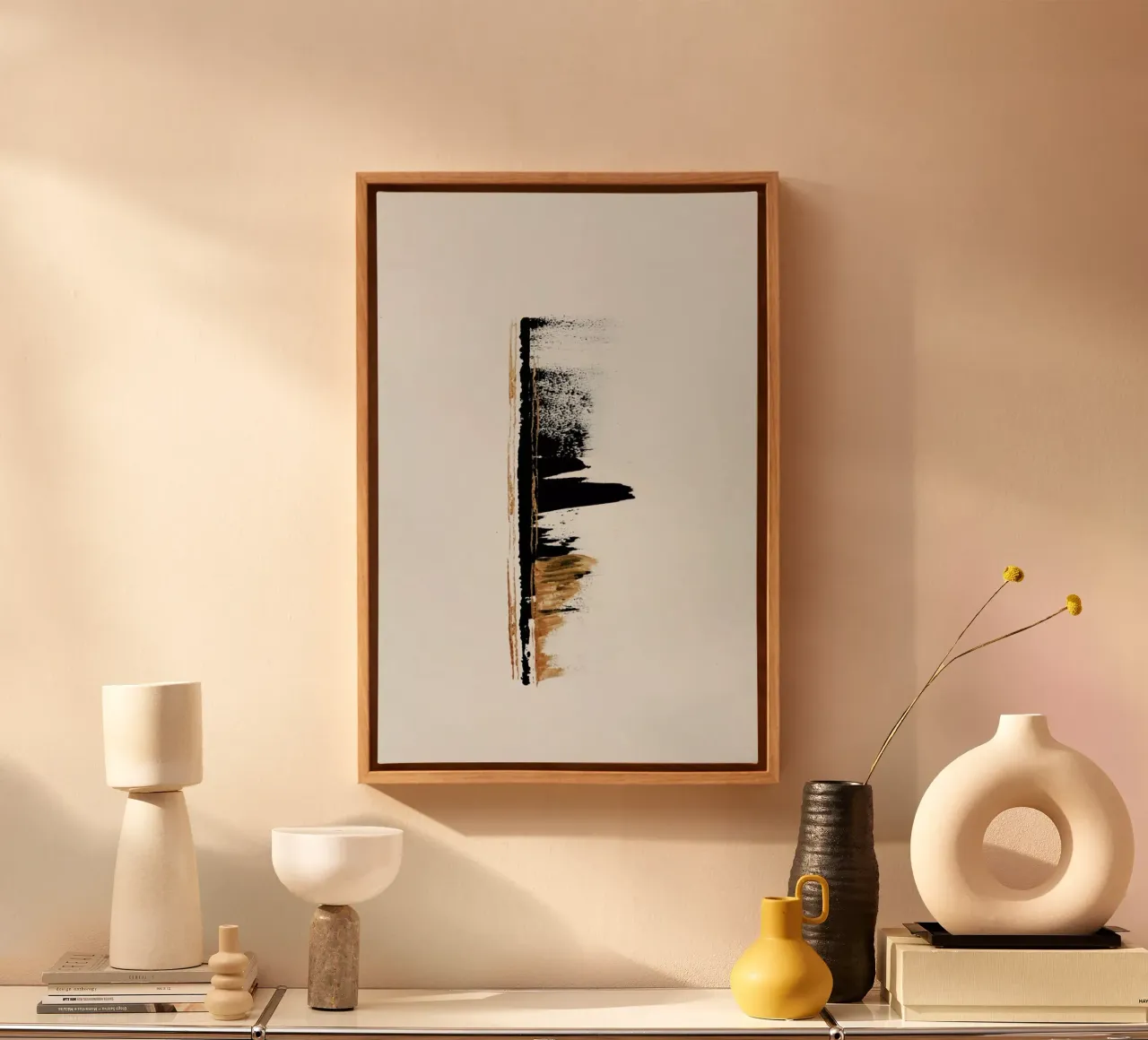 Gold And Black Minimal Abstract II tela con Cornice a cassetta da Ingrid Beddoes