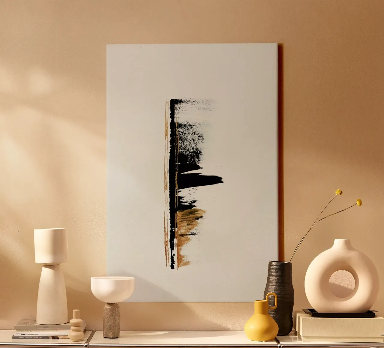 Gold And Black Minimal Abstract II tela con Cornice a cassetta da Ingrid Beddoes