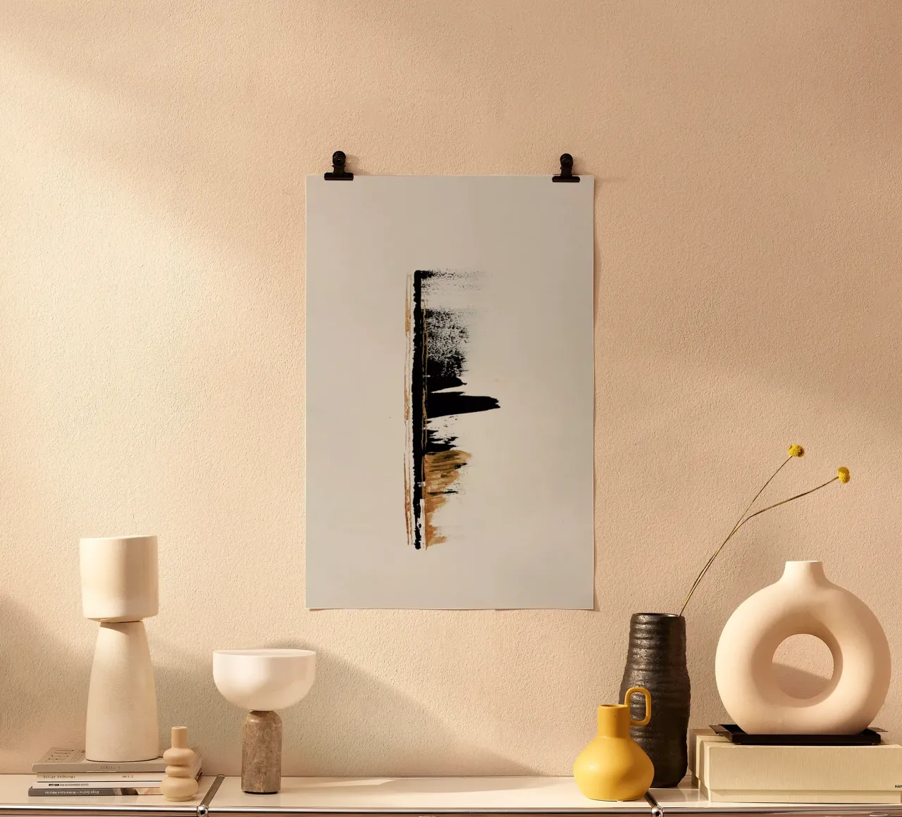 Gold And Black Minimal Abstract II carta hahnemühle da Ingrid Beddoes