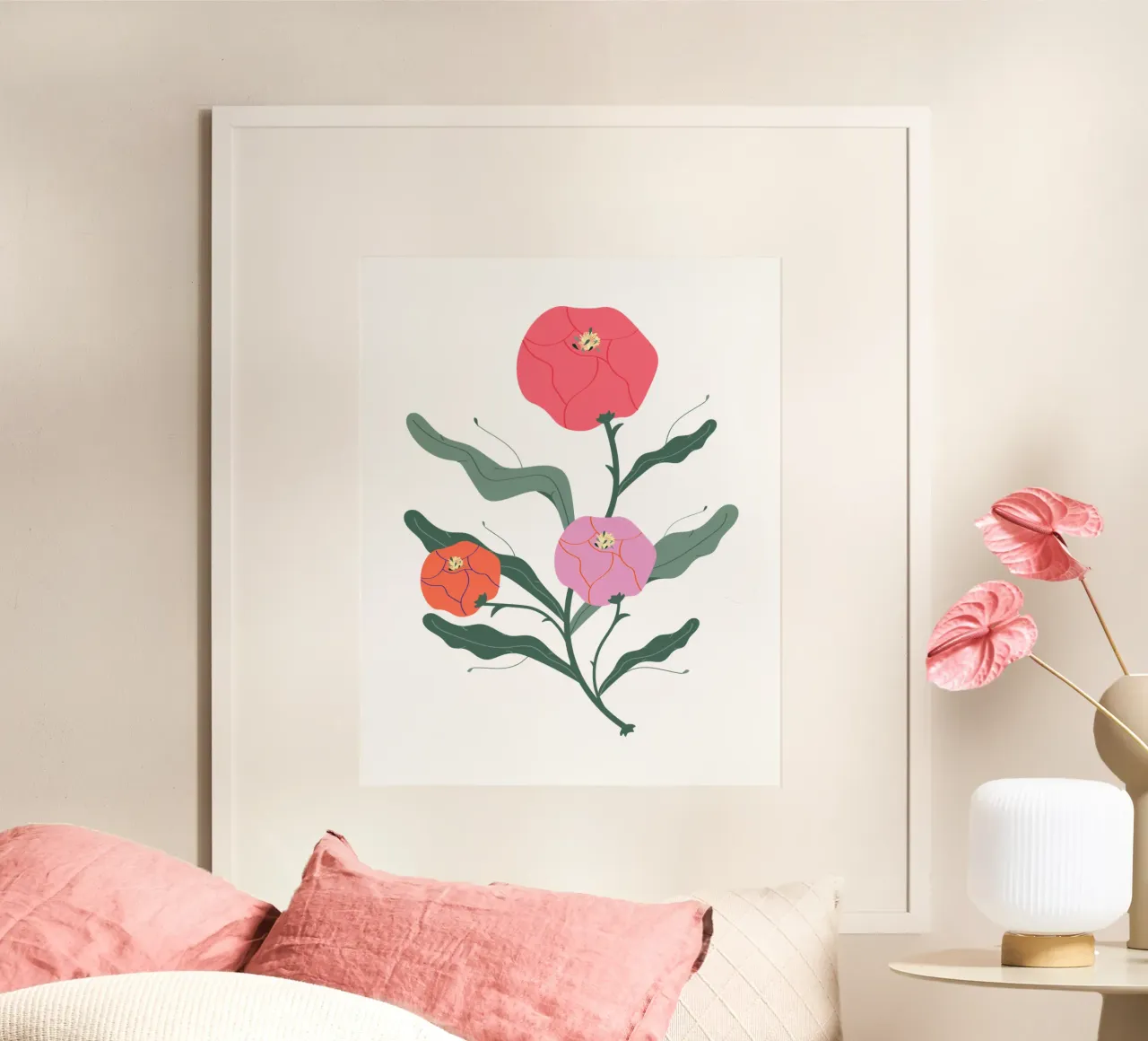 Peonie poster con telaio in plastica da Silvie Illustration