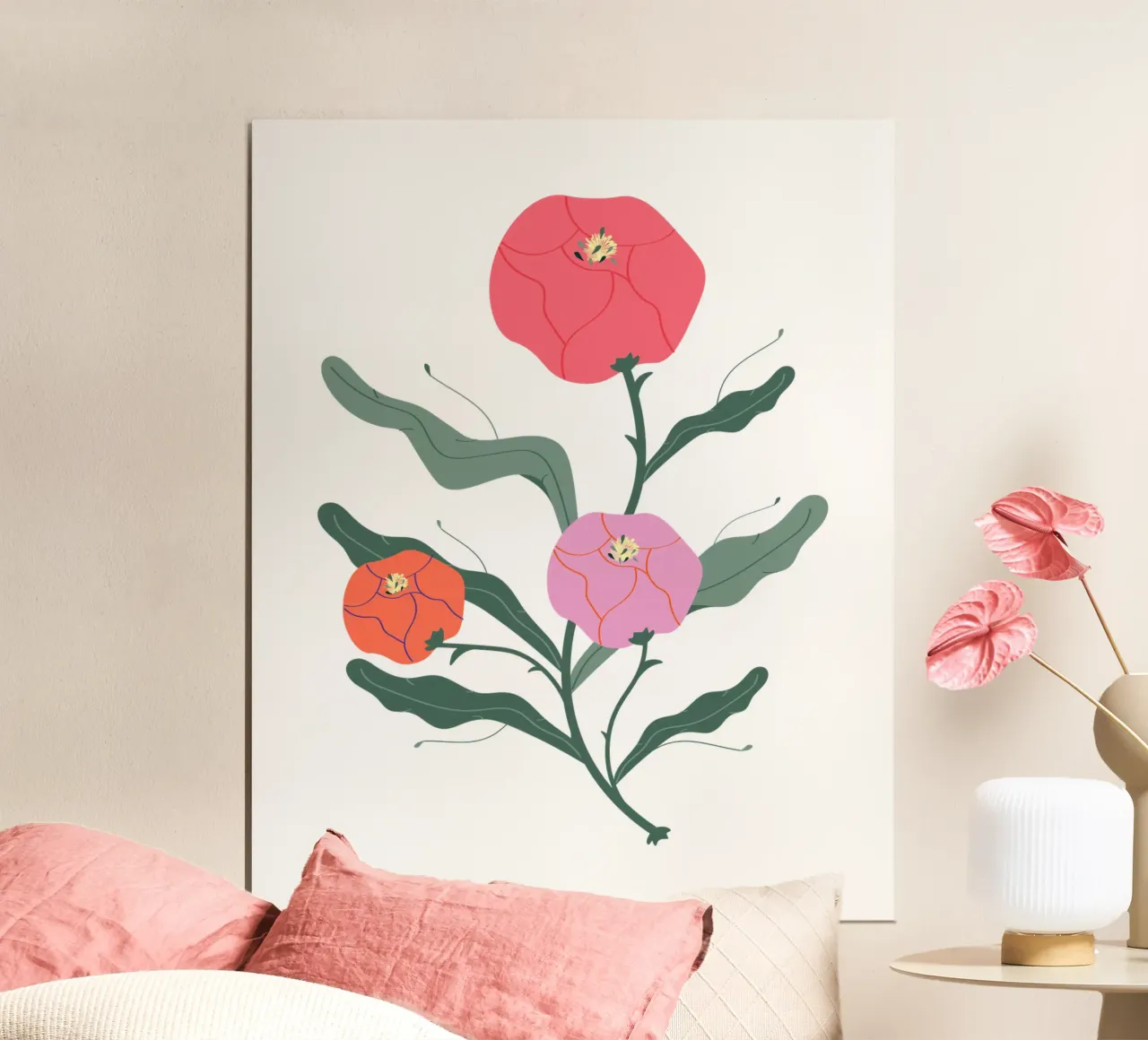 Peonie poster con telaio in plastica da Silvie Illustration