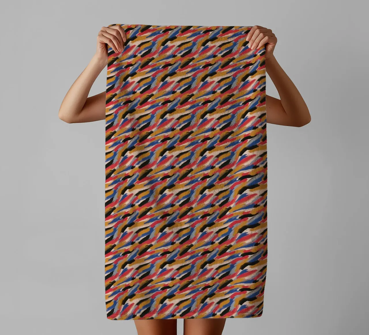Repetitive brush strokes pattern towel by Little Dean