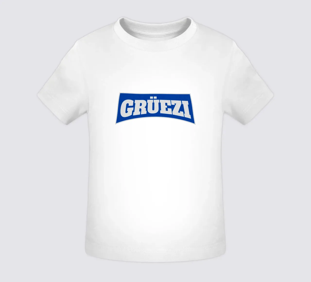 Grüezi blue and white baby t-shirt by LucernePictures