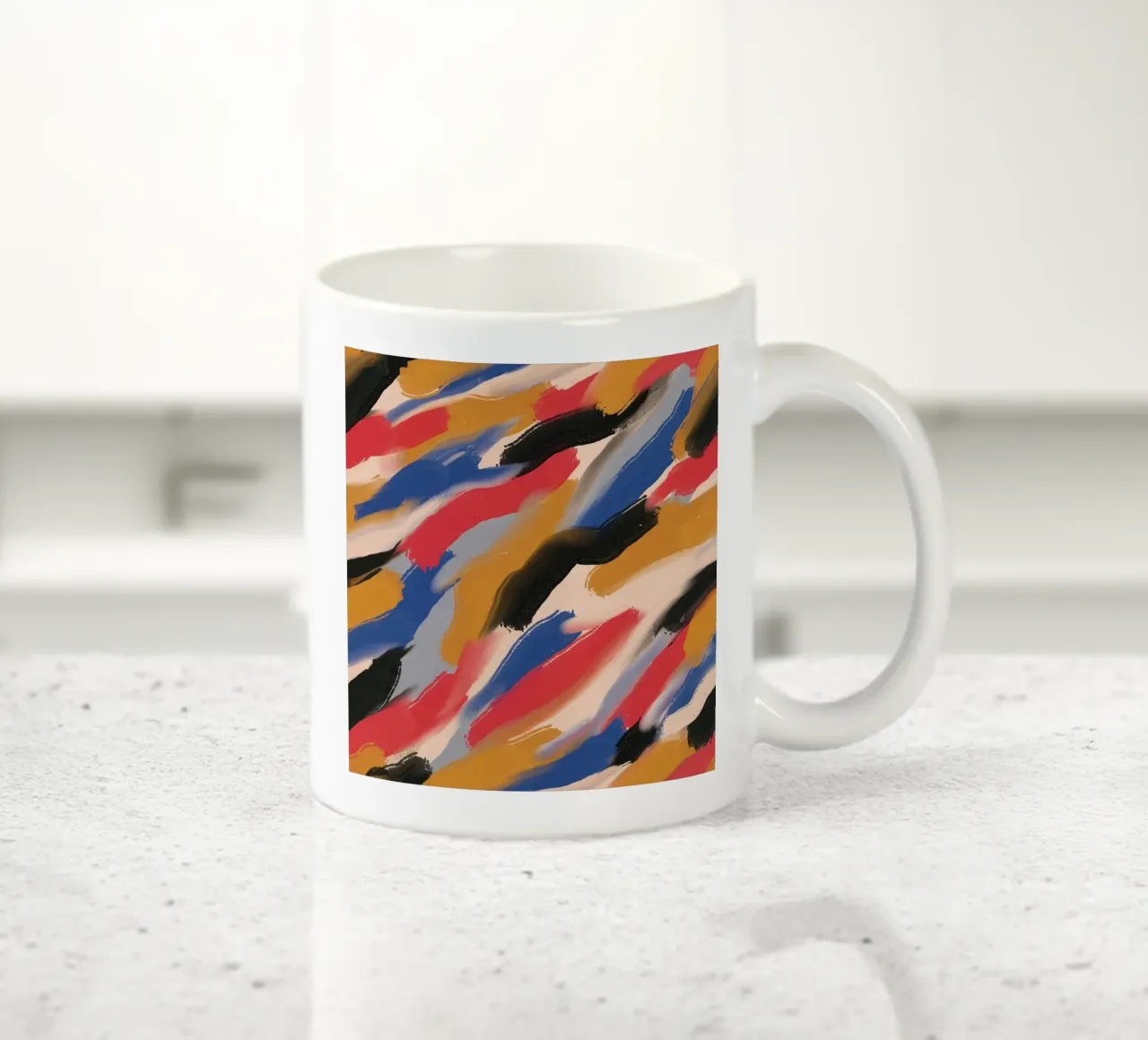 Diagonal brushstrokes pattern ceramic mug by Little Dean