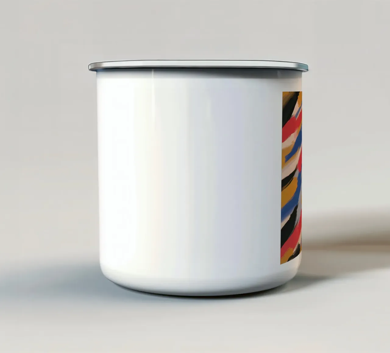 Diagonal brushstrokes pattern enamel mug by Little Dean