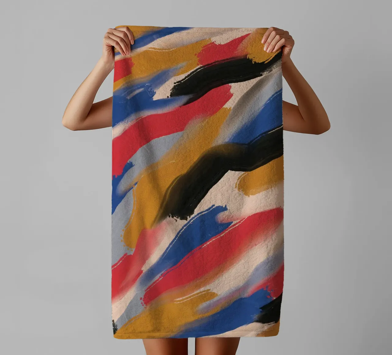 Diagonal brushstrokes pattern towel by Little Dean