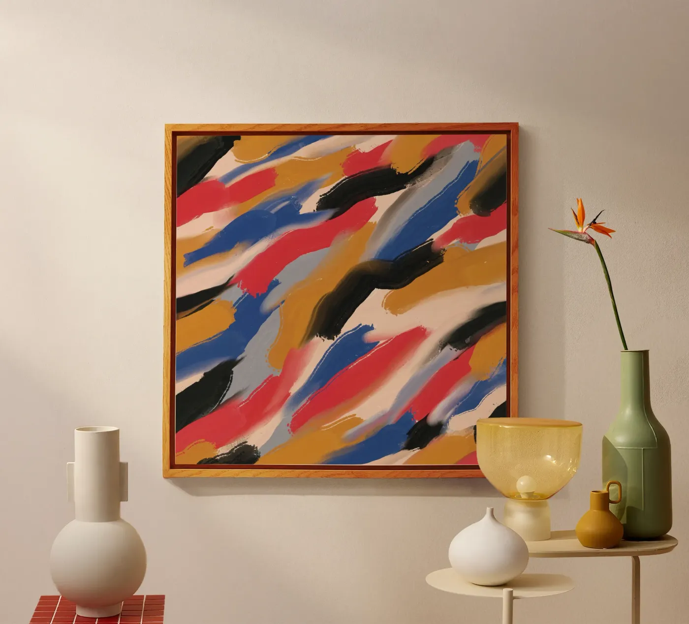 Diagonal brushstrokes pattern acryl van Little Dean