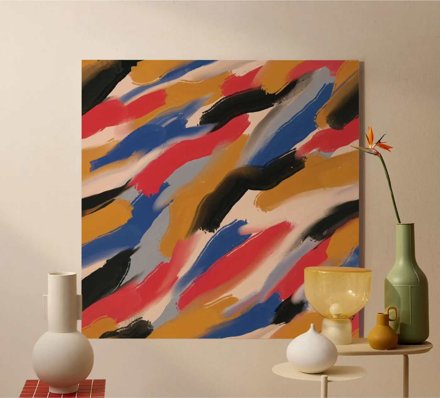 Diagonal brushstrokes pattern acryl van Little Dean