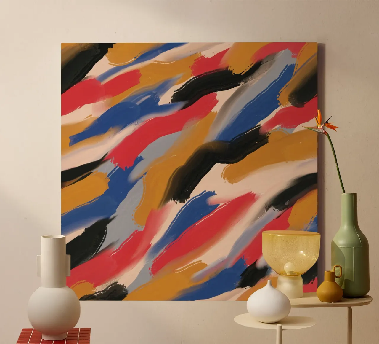 Diagonal brushstrokes pattern canvas by Little Dean