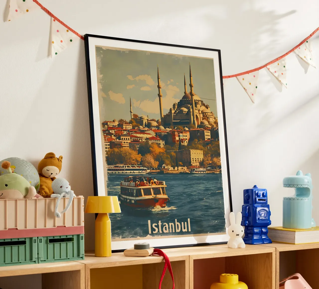 Istanbul Vintage Bosporus Blaue Mosche Poster von Vintage Travel Art