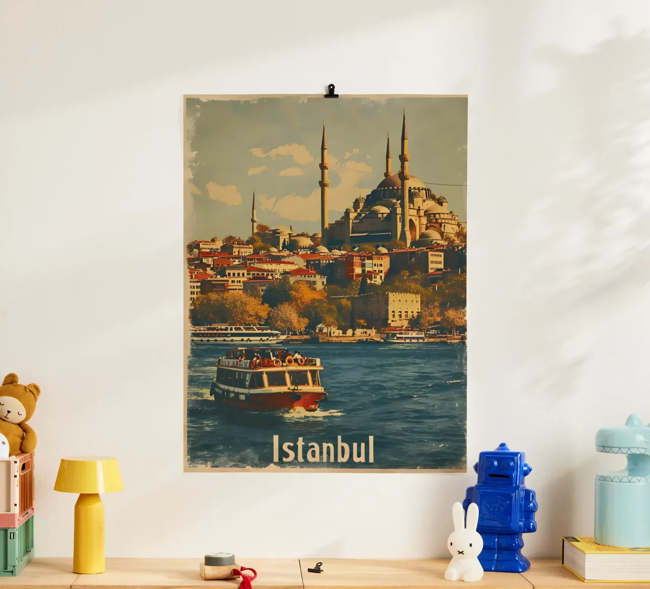 Istanbul Vintage Bosporus Blaue Mosche Poster von Vintage Travel Art