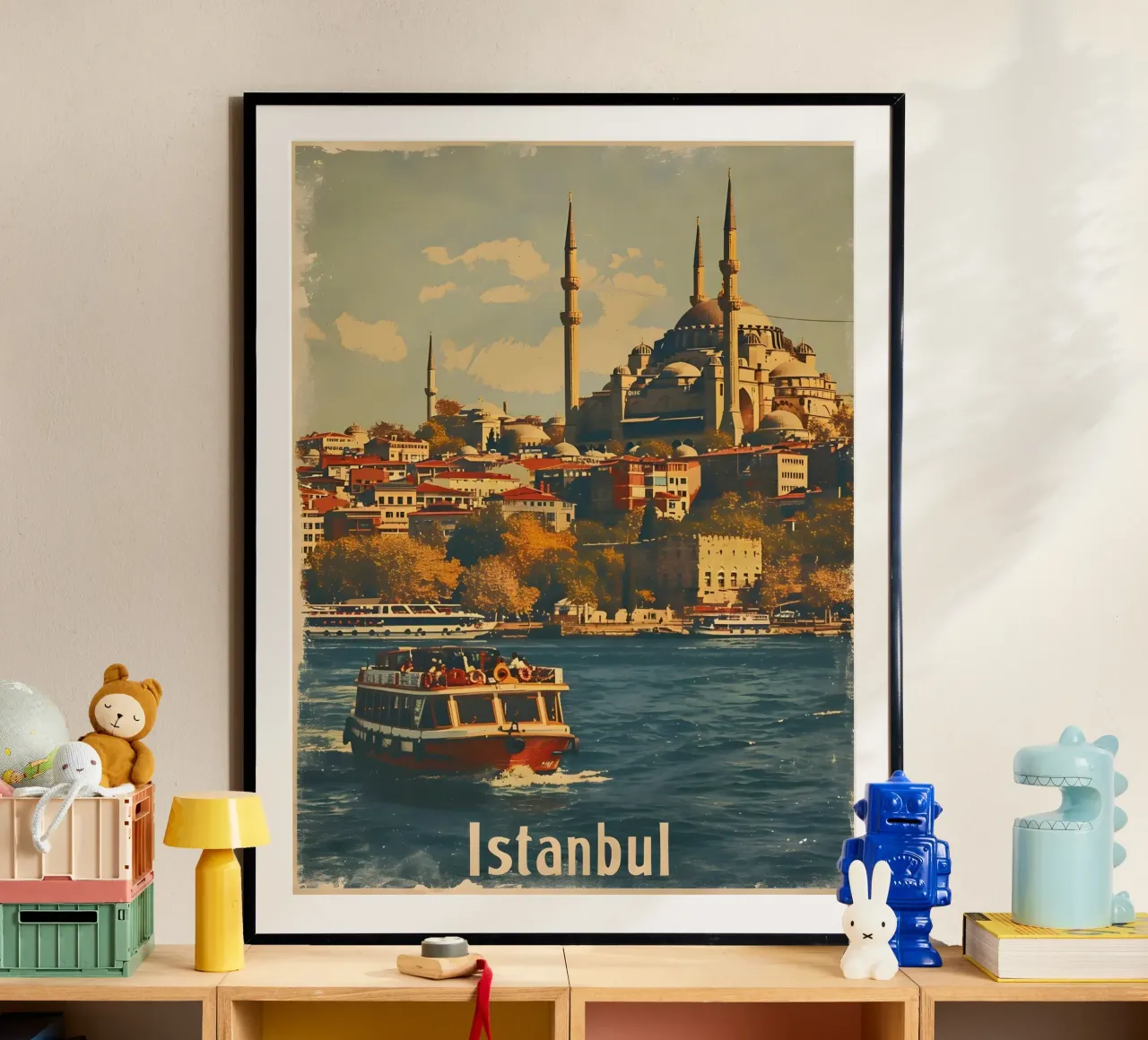 Istanbul Vintage Bosporus Blaue Mosche Poster von Vintage Travel Art