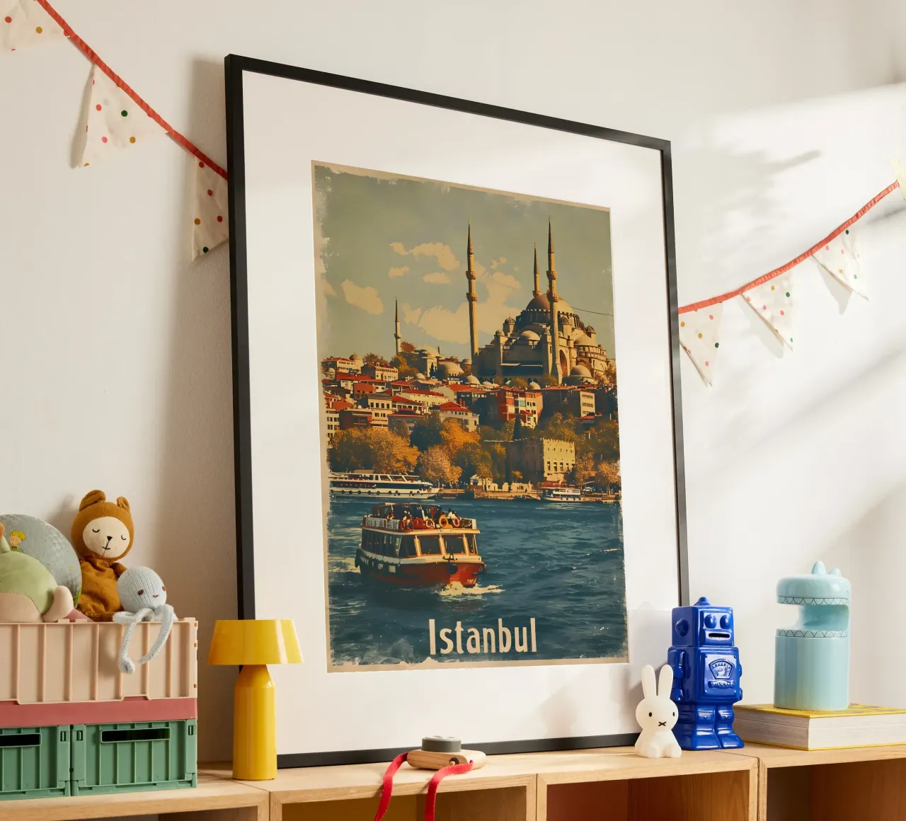 Istanbul Vintage Bosporus Blaue Mosche Poster von Vintage Travel Art